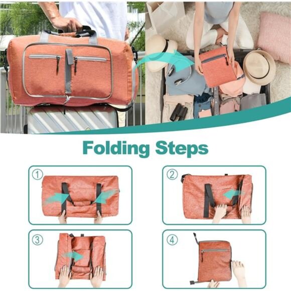 65L Travel Duffle Bag for Men Women - Foldable Duffel Bag with Shoes Compartment - Picture 5 of 7